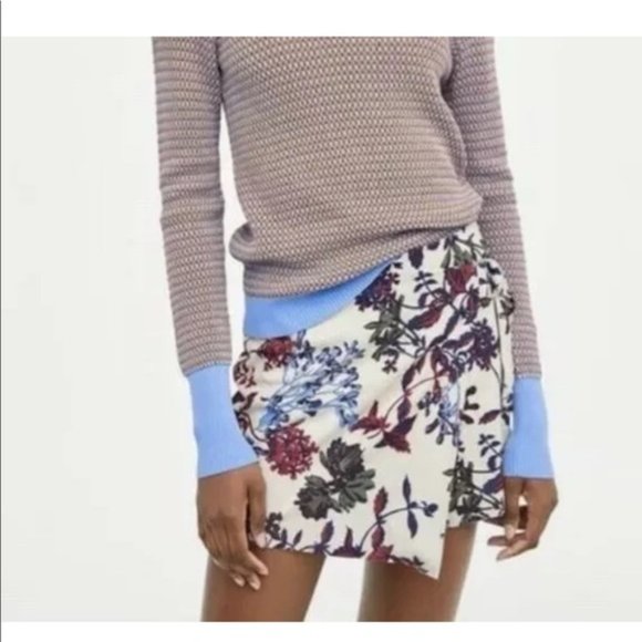 Zara NWT Floral Botanical Print Suede Mini Skort - Picture 1 of 8
